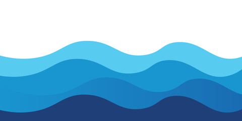Seamless sea waves layered vector background. Blue ocean waves. Water wave pattern design.