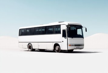 White bus on isolated background, representing travel and tour services