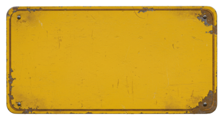 Faded rectangular yellow metal sign
