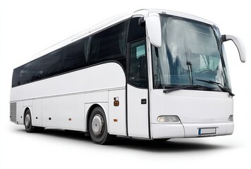 White bus on isolated background, representing travel and tour services