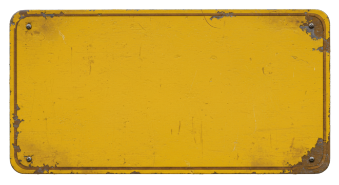Faded rectangular yellow metal sign