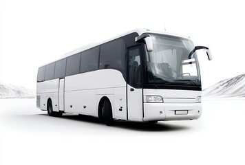 White bus on isolated background, representing travel and tour services