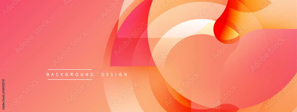 Fototapete Abstract design features overlapping orange circles. Gradient shades create dynamic visual effect. Minimalist style, modern aesthetic.