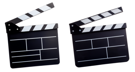 group of film slate or clapper board isolated on white background