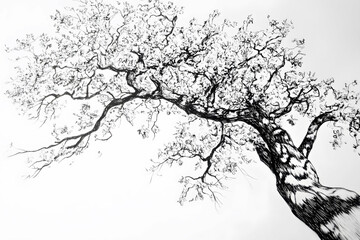 Fototapeta premium Artistic Tree Illustration Created with Ink and Fine Details