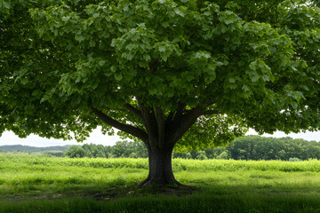 Obraz premium Summer Maple Tree Showcasing Vibrant Green Leaves