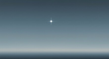 Star Shining Brightly in the Night Sky Over Soft Horizon