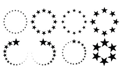 black stars circle set on white background. Suitable for any design. Vector symbol template illustration