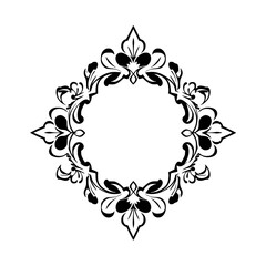 Elegant Black and White Floral Frame, Decorative Border Design Element