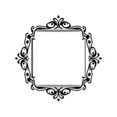 Elegant Black & White Floral Frame, Vintage Style Design Element
