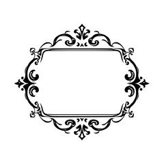 Elegant Black & White Ornate Frame, Vector Illustration, Decorative Design Element