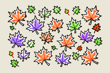 Seamless Maple Leaf Pattern,Canada Day Doodle Background