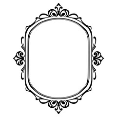 Ornamental Oval Frame - Elegant Black & White Vintage Design