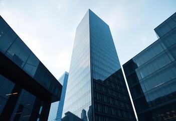Sleek, glass-fronted high-rise building, minimalist architecture, property, minimalist