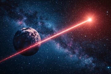 Red beam strikes planet