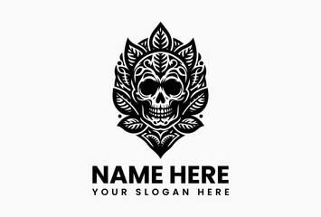 Stylized Floral Skull Vector Graphic. Day of the Dead Art