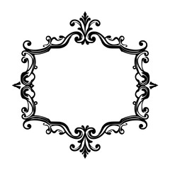 Ornate Black Frame, Victorian Style, Decorative, Vector Element