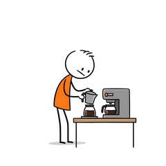 3D barista pouring coffee into cup