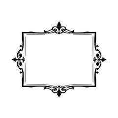 Elegant Black Ornamental Frame on White Background