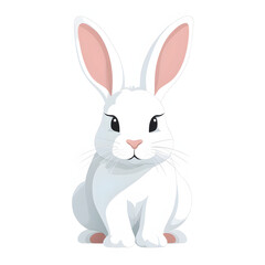 Fototapeta premium Flat vector illustration of a rabbit, clean lines, modern design, isolated on white background,