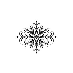 Ornamental Black and White Floral Design, Elegant Vector Illustration