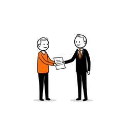 3D stickmen shaking hands in business deal