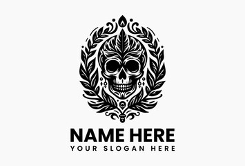 Detailed Decorative Skull Silhouette. Classic Cultural Motif