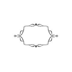 Elegant Black Ornament Frame on White Background - Invitation Design