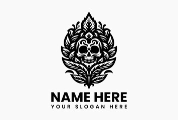 Detailed Decorative Skull Silhouette. Classic Cultural Motif