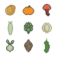 vegetable cute retro pixel art