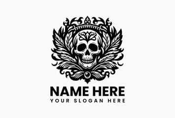 Detailed Decorative Skull Silhouette. Classic Cultural Motif