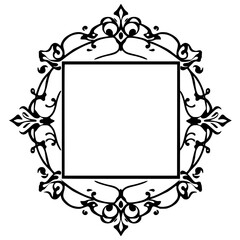 Elegant Black and White Decorative Frame, Vintage Floral Ornament