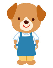 かわいいイヌのキャラクター　エプロン　スタッフ　店員