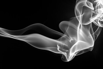 Cigarette smoke movement abstract on black background. white smoke on dark
