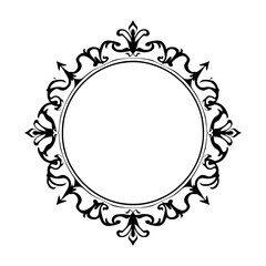 Elegant Black & White Ornamental Circle Frame, Decorative Border