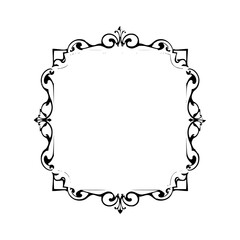 Elegant Ornamented Frame, White & Black, Isolated on White