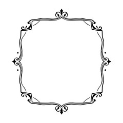 Elegant Black and White Ornate Frame Design, Isolated on White