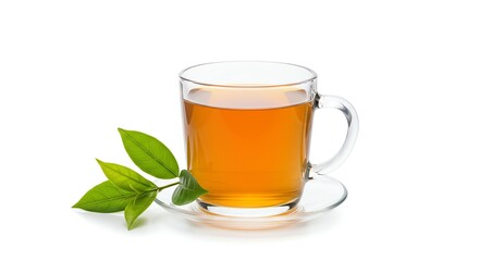 Serving Herbal Drink in Clear Glass Cup with Green Leaves
