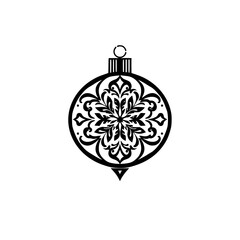 Fototapeta premium Ornate Black & White Christmas Ornament, Vector Design