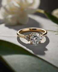 Wedding ring crafted with a radiant diamond.