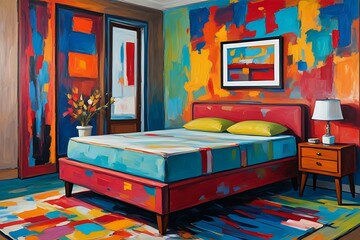 A Vibrant Room in Abstract Style