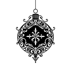Fototapeta premium Ornate Black & White Christmas Ornament Vector, Elegant Festive Design