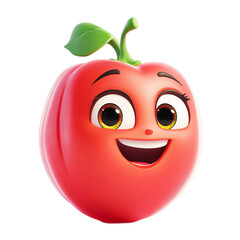 Obraz premium Plump, red cartoon plum with a cheerful expression, displayed against a backdrop of a flag.