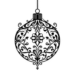 Ornate Black & White Christmas Ornament Silhouette
