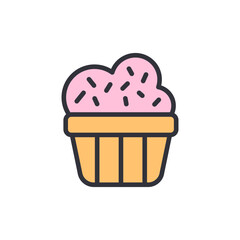 Cupcake colored icons, minimalist vector illustration ,simple transparent graphic element .Isolated on white background