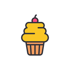 Cupcake colored icons, minimalist vector illustration ,simple transparent graphic element .Isolated on white background
