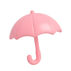 3D illustration of a pastel pink umbrella in soft cartoon style on transparent background
