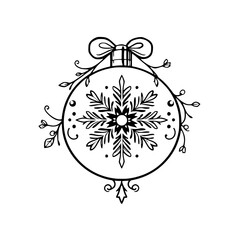 Fototapeta premium Elegant Snowflake Christmas Ornament Outline, Festive Decoration