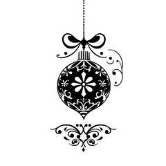 Fototapeta premium Elegant Black and White Christmas Ornament with Floral Details