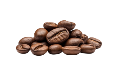 Coffee beans isolated on transparent PNG cutout
